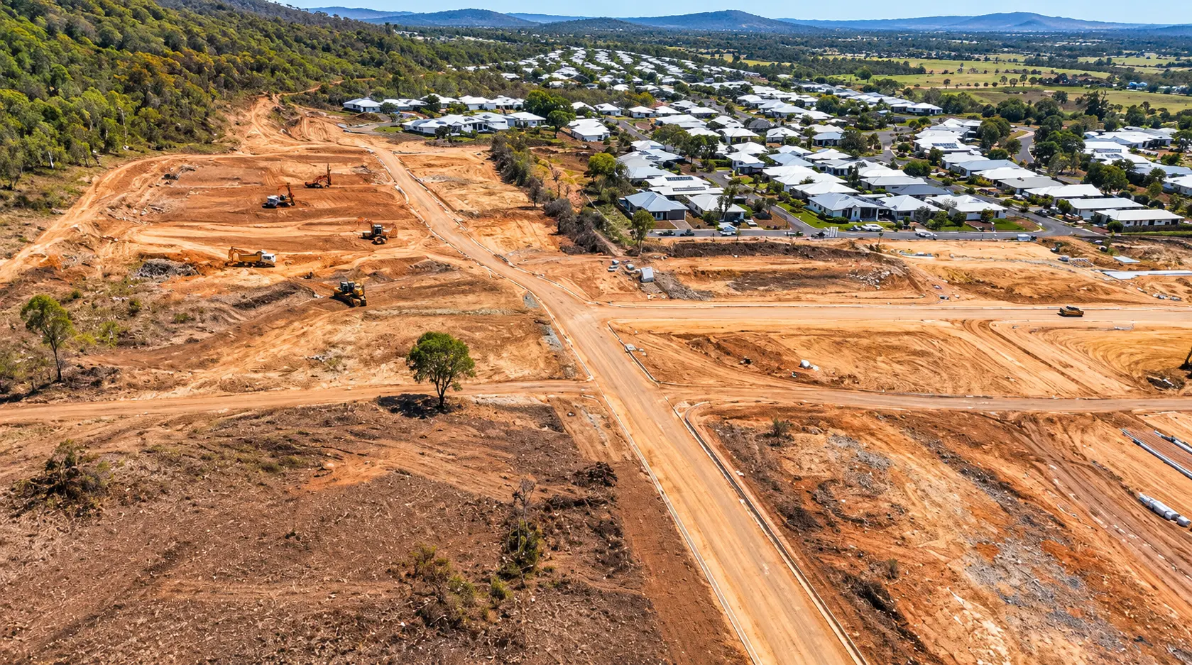 Earthworks in progress at Stages 2 & 61, Beyside, Bushland Beach