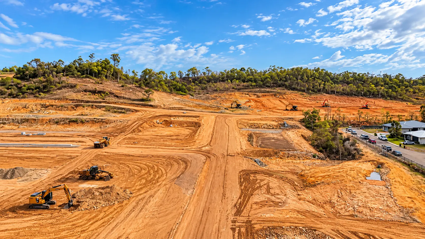 Earthworks in progress at Stages 11 & 13, Beyside, Bushland Beach