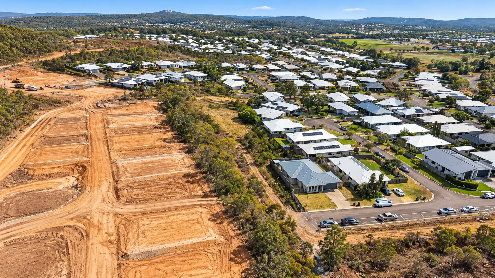 Earthworks in progress at Stages 15, 64 & 59, Beyside, Bushland Beach