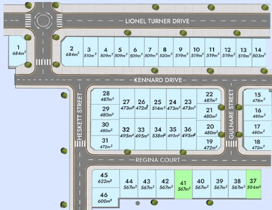 Stage 14 (Selling Now) lot layout plan